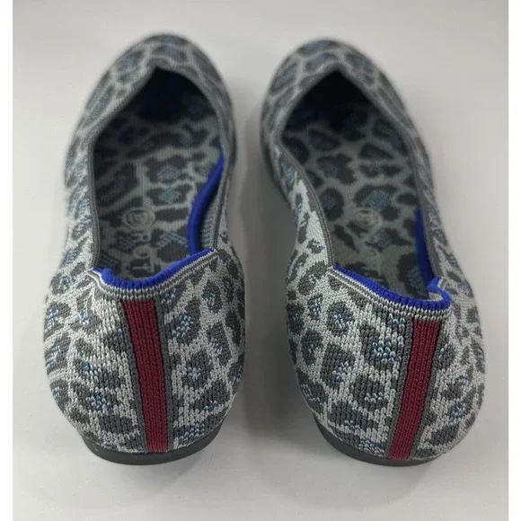 Rothy's Round Toe The Flat Ballet Slip On Knit Shoes Leopard Animal Print Sz 8.5 - Picture 11 of 13